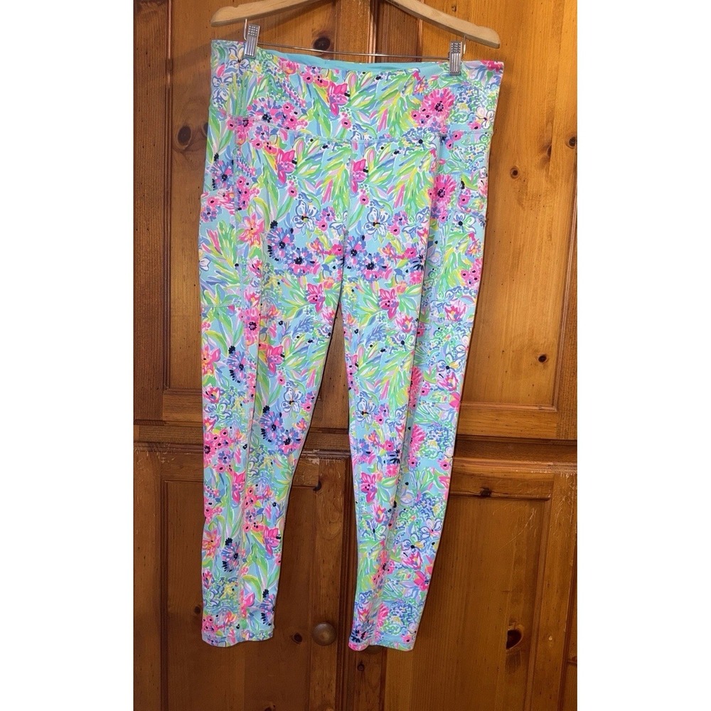 Lilly Pulitzer Luxletic Leggings Women's XXL 2XL Floral Ankle Pants Tight Crop